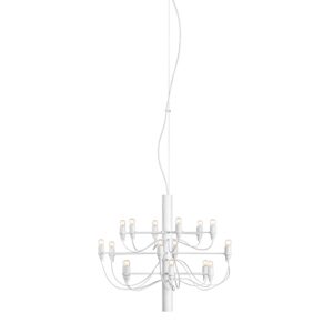 2097/18 lysekrone LED m. klare pærer, mat hvid