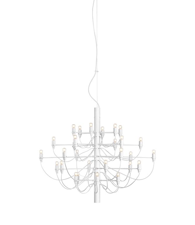 2097/30 lysekrone LED m. klare pærer, mat hvid