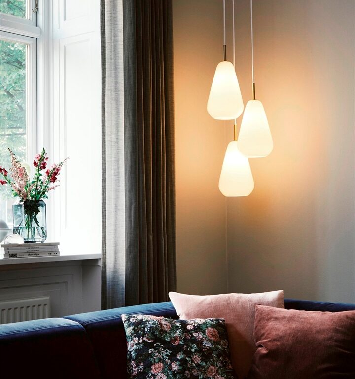 Anoli 3 pendel, nordic guld/opal