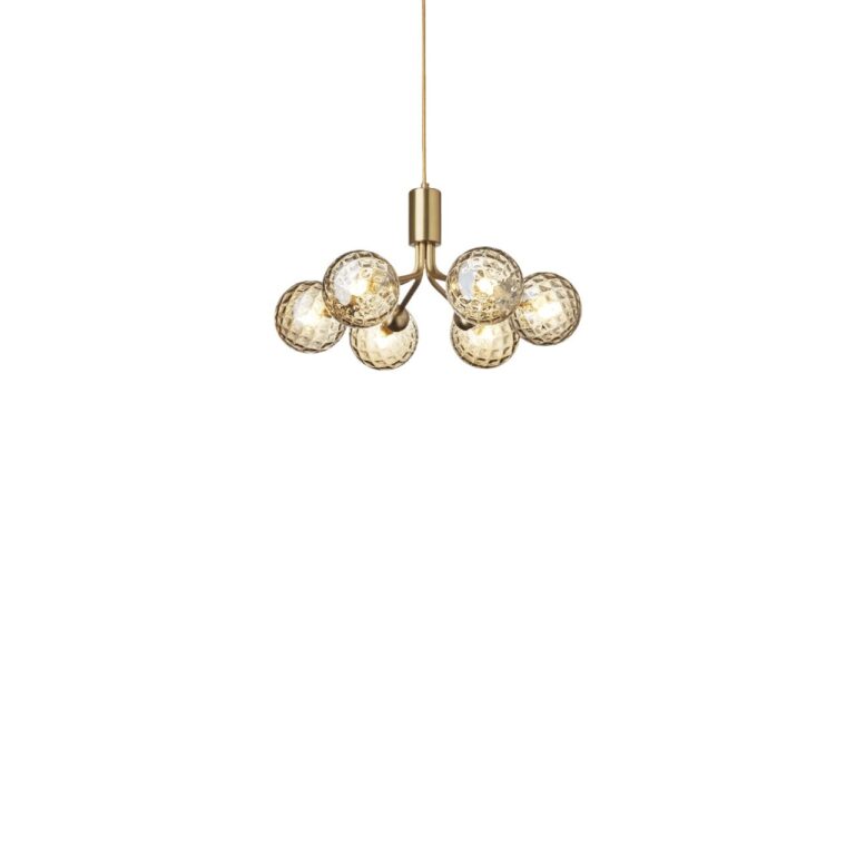 Apiales 6 Lysekrone Børstet Messing/Optic Gold
