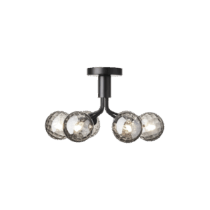Apiales 6 loftlampe, satin sort/optic smoked glas
