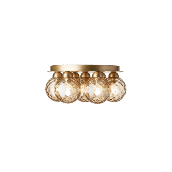 Apiales 7 loftlampe, børstet messing/guld glas