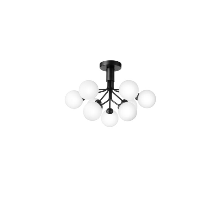 Apiales 9 Loftlampe Satin Sort/Opal Hvid