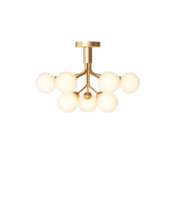 Apiales 9 loftlampe, børstet messing/opal