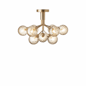 Apiales 9 loftlampe, børstet messing/optic guld glas