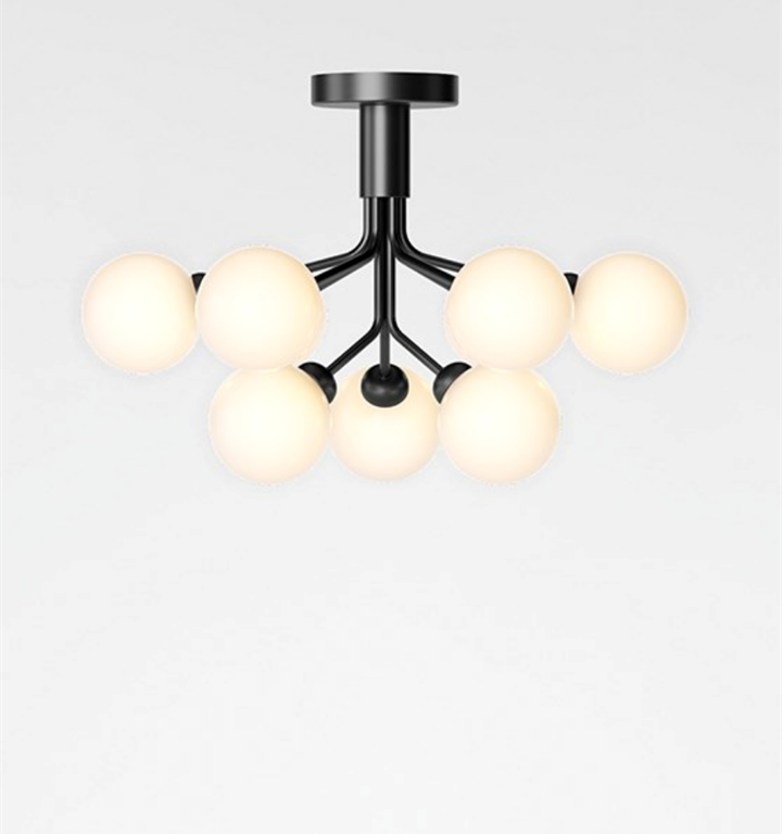 Apiales 9 loftlampe, satin sort/opal