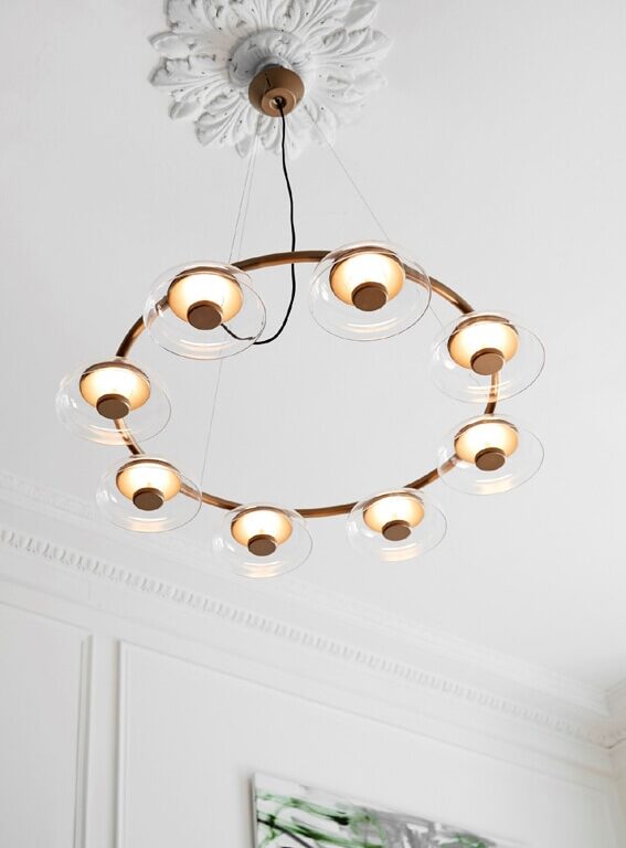 Blossi 8 lysekrone, nordic guld/klar