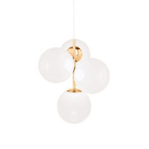 Globe lysekrone mini, opal/guld