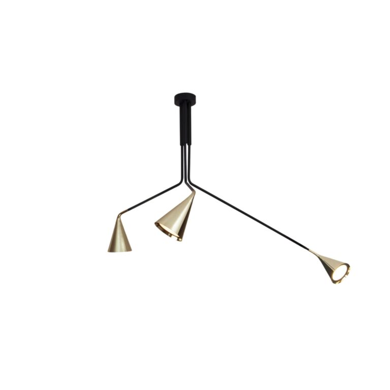 Gordon 561.13ABC Loftlampe Mat Sort/Børstet Messing