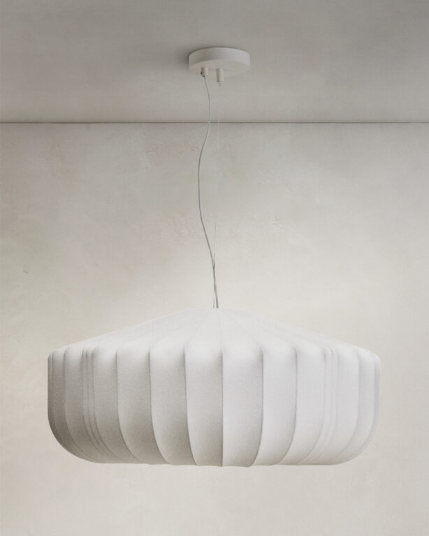 KAVE HOME Somar loftlampe - hvid syntetiske fibre og stålstænger (Ø76)