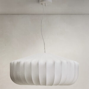 KAVE HOME Somar loftlampe - hvid syntetiske fibre og stålstænger (Ø76)