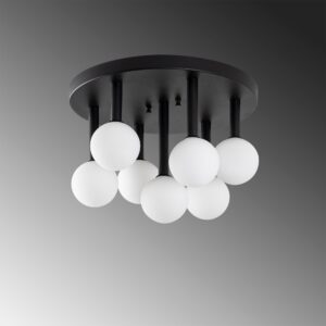 LUMI loftlampe - creme glas og sort metal