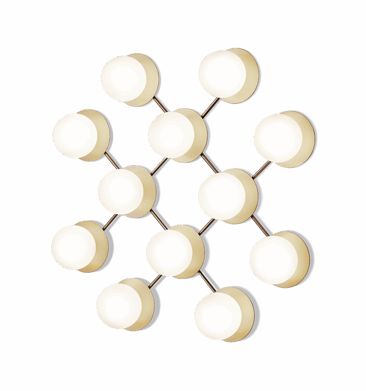 Liila 12 væglampe / loftlampe, nordic guld/opal