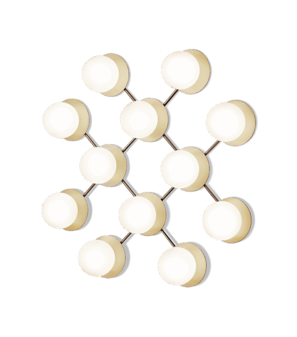 Liila 12 væglampe / loftlampe, nordic guld/opal