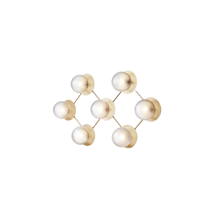 Liila 7 væglampe / loftlampe, nordic guld/klar