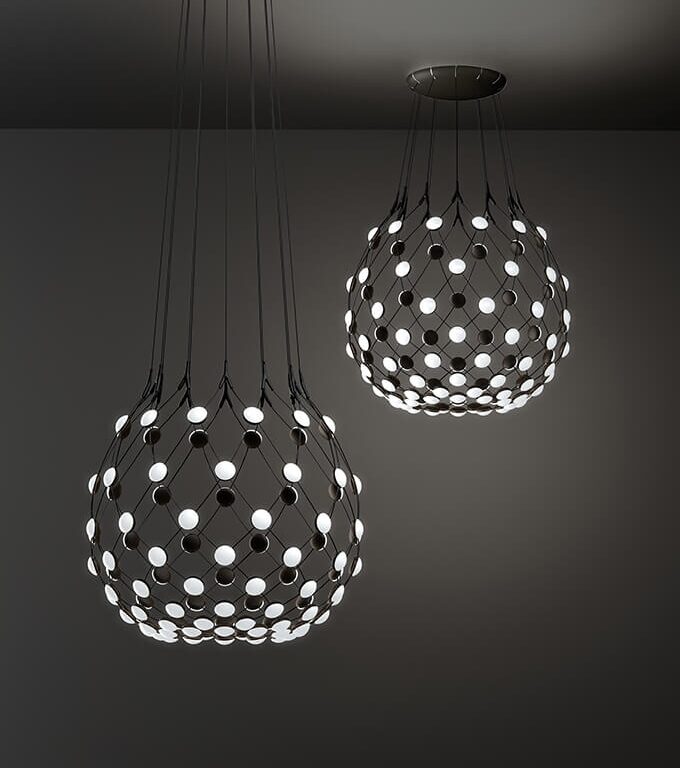 Mesh pendel Ø100 / 1 m ledning, sort