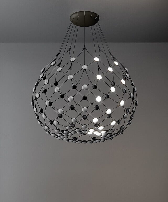 Mesh pendel wireless Ø80 / 2 m ledning, sort