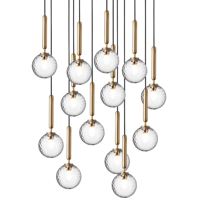Miira 13 Lysekrone Lille Messing & Klar Optic