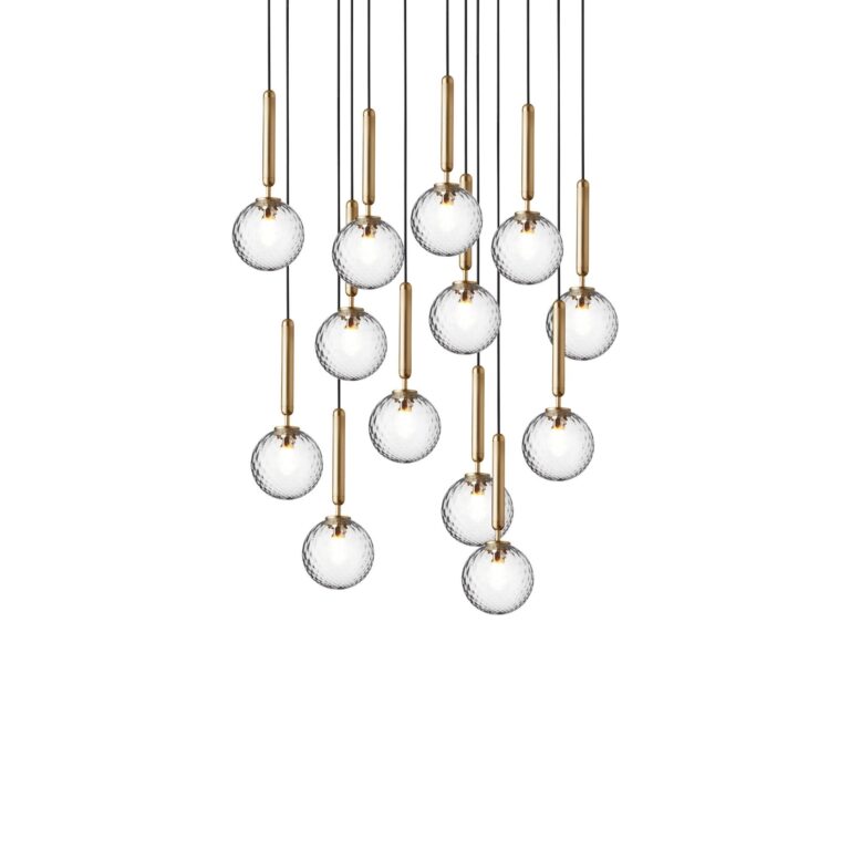 Miira 13 Lysekrone Lille Messing & Klar Optic
