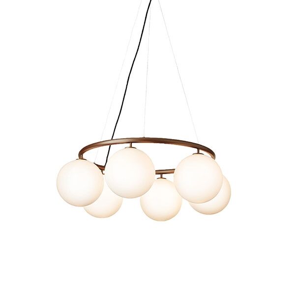Miira 6 Circular Lysekrone Mørk Bronze/Opal Hvid