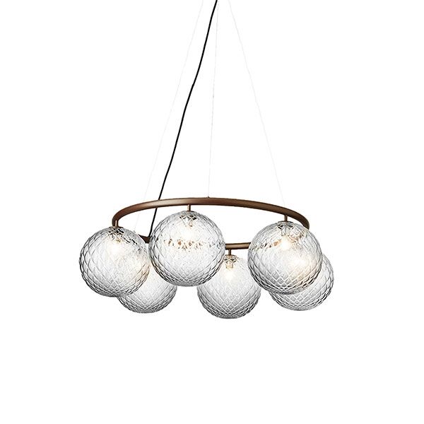 Miira 6 Circular Lysekrone Mørk Bronze/Optic Klar