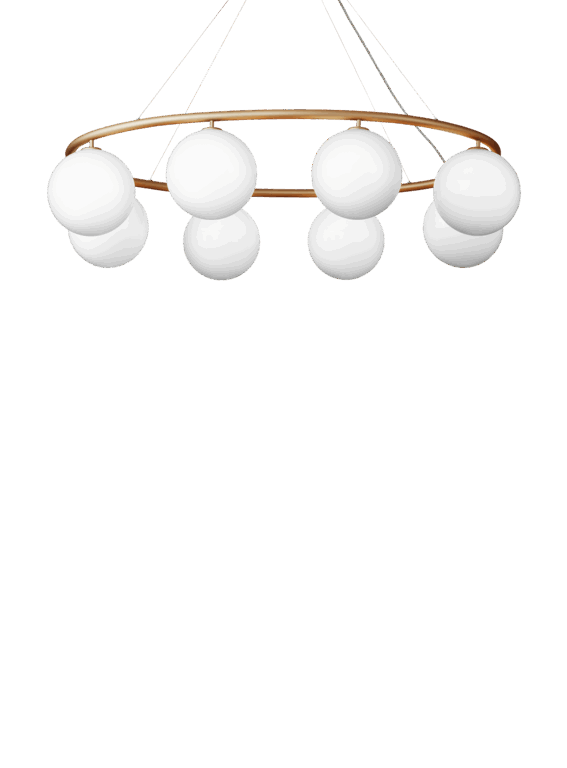 Miira 8 Oval lysekrone, messing/opal