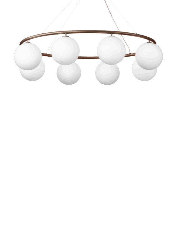 Miira 8 Oval lysekrone, mørk bronze/opal