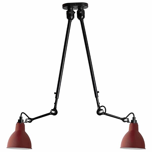 N302 Loftlampe Double Mat Sort & Mat Rød