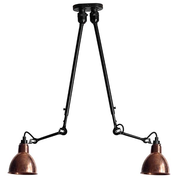 N302 Loftlampe Double Mat Sort & Rå Kobber