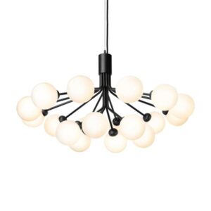 Nuura Apiales 18 Lysekrone Sort og Opal Glas