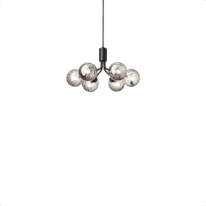 Nuura Apiales 6 Lysekrone Satin Sort/Optic Smoke