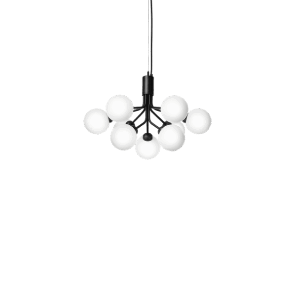 Nuura Apiales 9 Lysekrone Sort og Opal Glas