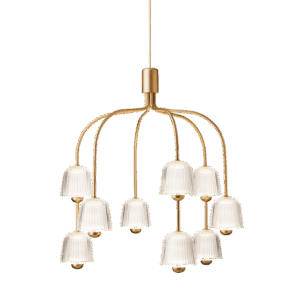 Nuura Asteea 9 Lysekrone Satin Messing/Riflet Klar