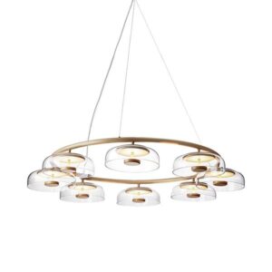 Nuura Blossi 8 Lysekrone Nordisk Guld & Klart Glas