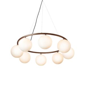 Nuura Miira 8 Circular Lysekrone Mørk Bronze/ Opal Hvid