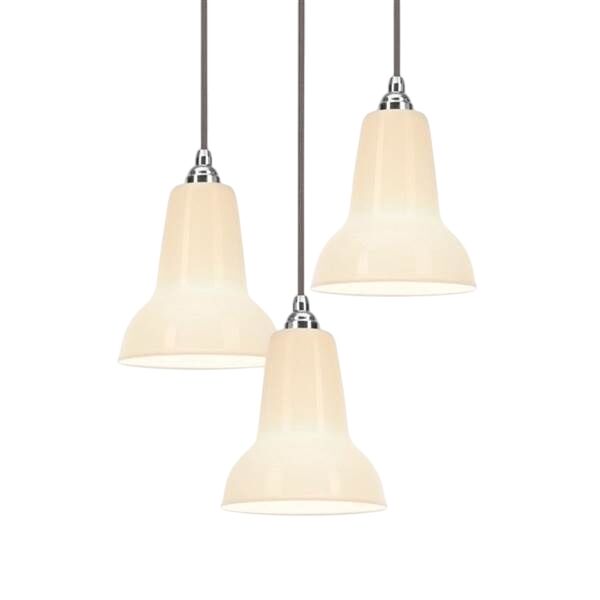 Original 1227 Mini Ceramic Cluster Pendel Pure White (3x Pendels + 1x Ceiling Rose Kit)
