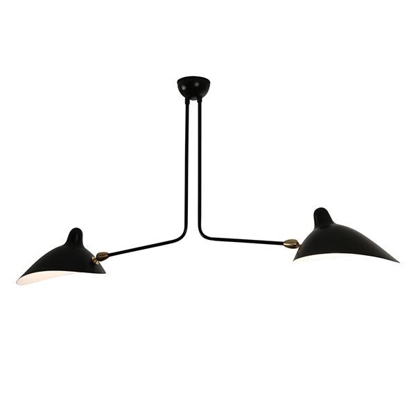 Plafonnier 2 Loftlampe Sort & Messing Fikseret