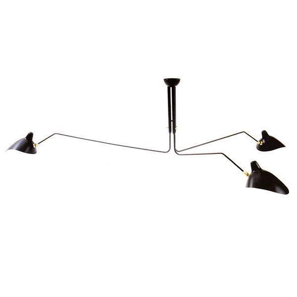 Plafonnier 3 Loftlampe Sort & Messing