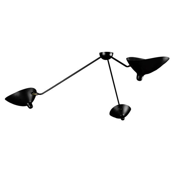 Plafonnier Araigne 3 Loftlampe Sort & Messing Fikseret