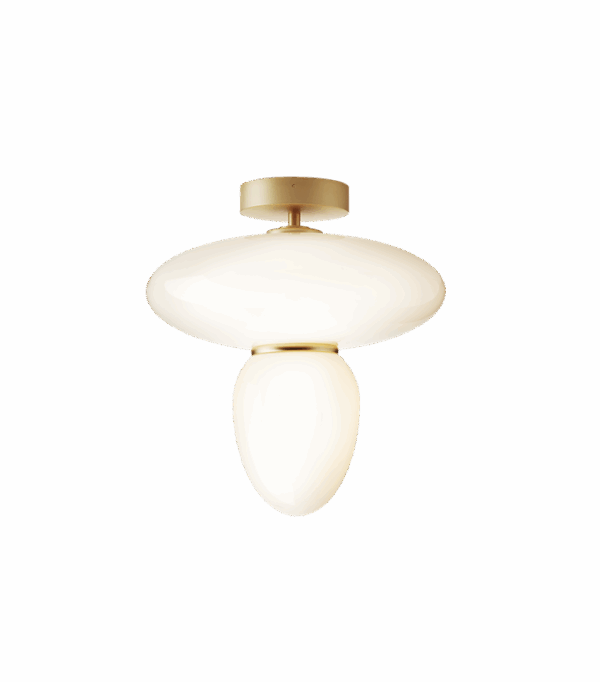 Rizzatto 42 loftlampe, satin brass/opal