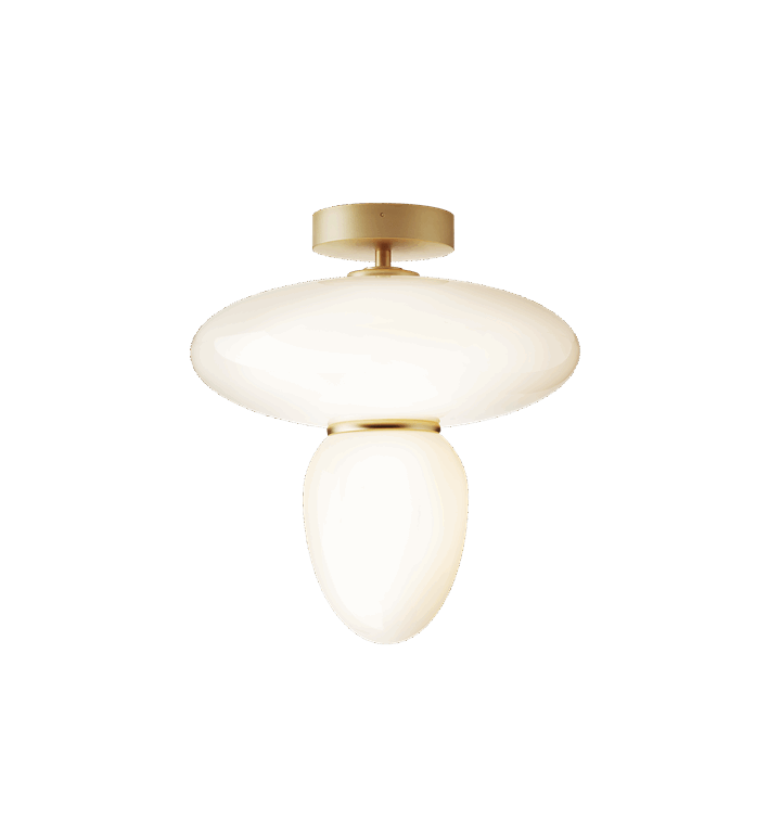 Rizzatto 42 loftlampe, satin brass/opal