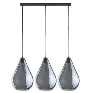 TK Fuente loftlampe, m. 3 skærme - grafit glas og sort metal