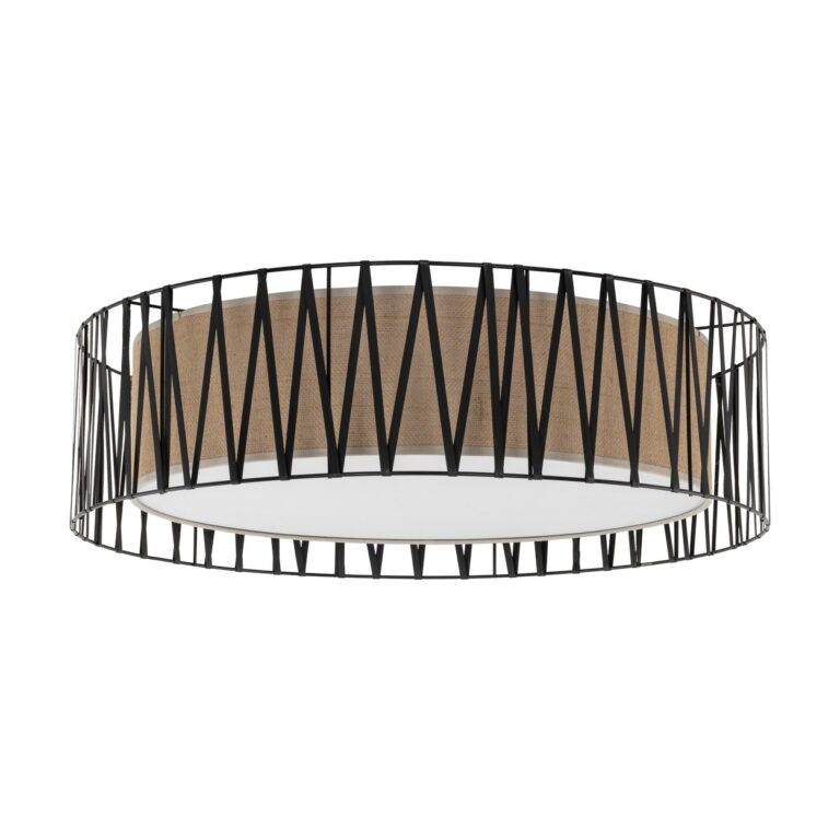 TK Harmony loftlampe - natur jute og sort metal