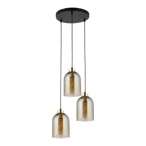 TK Satipo loftlampe, m. 3 skærme - rav glas