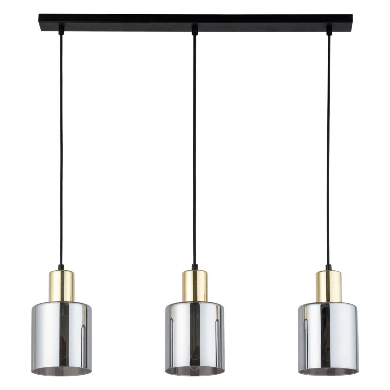 TK Sierra loftlampe, m. 3 skærme - glas og guld metal