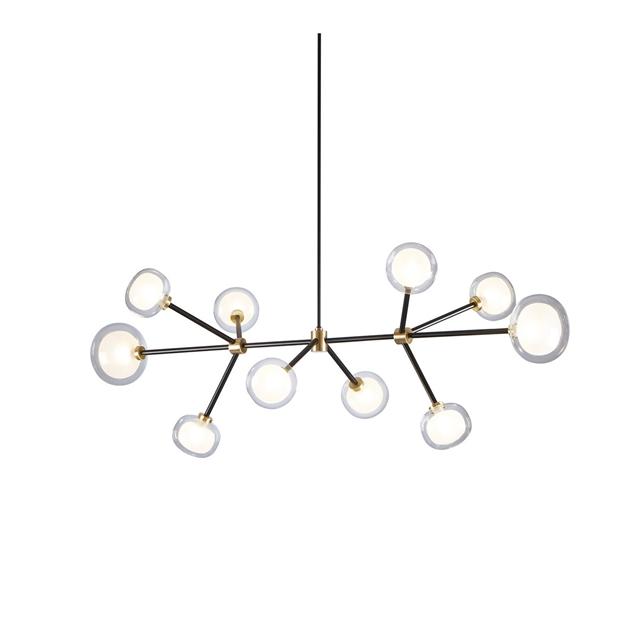 TOOY Nabila 552.10L Lysekrone Sort/Børstet Messing/Klar Glas