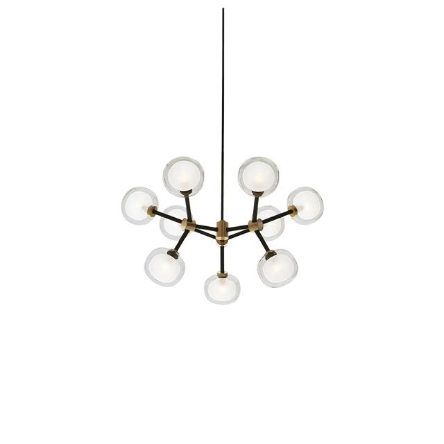 TOOY Nabila 552.19L Lysekrone Sort/Børstet Messing/Klar Glas