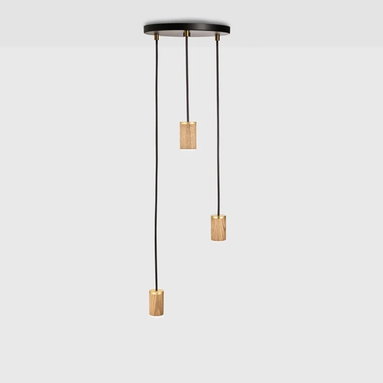 Tala Triple pendel (fatning), sort/oak